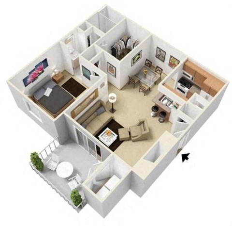 a floor plan with a bedroom and a living room